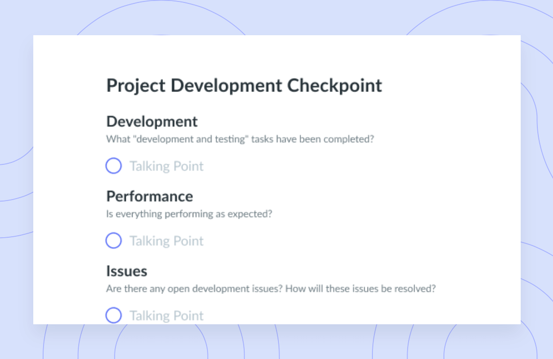 Project Development Checkpoint Template