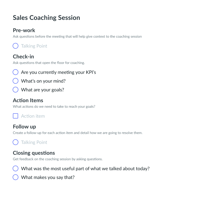 Sales Coaching Session Template Fellow app