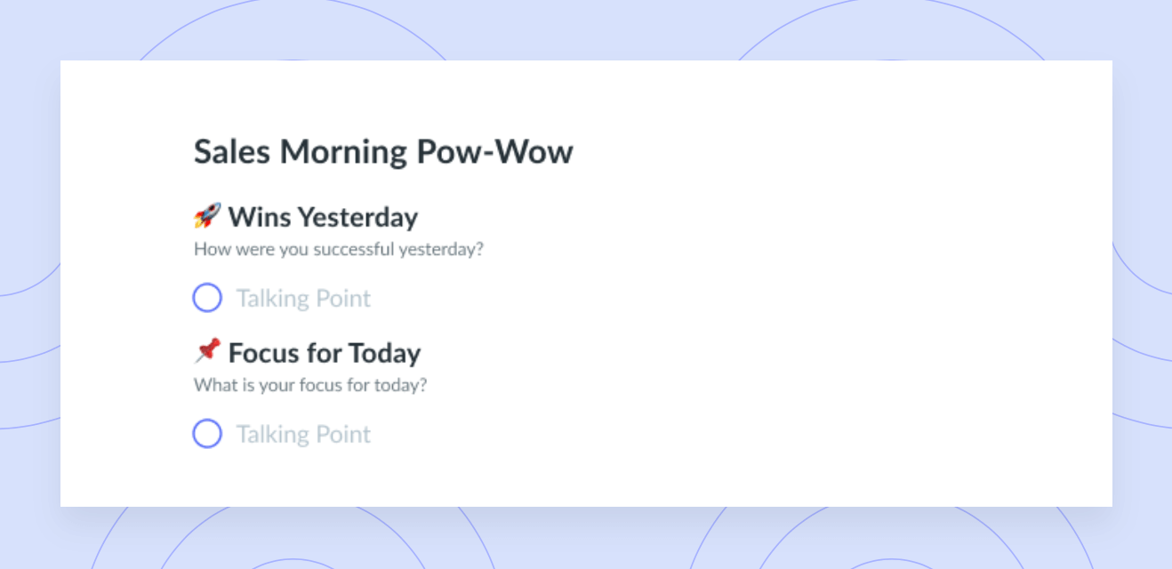 Sales Morning Check-in Template