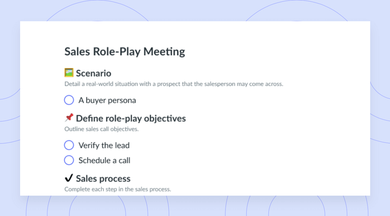Sales Role-Play Meeting Template