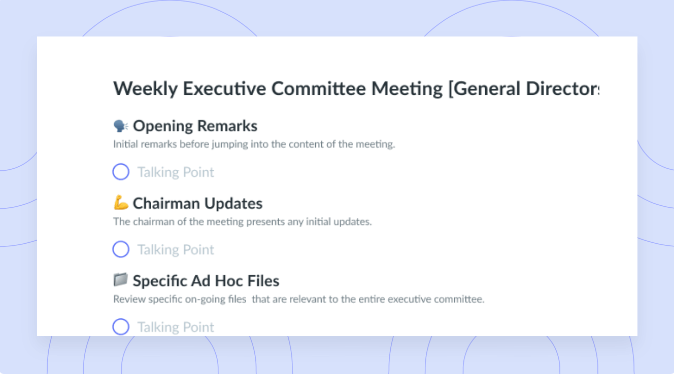 Weekly Executive Committee Meeting Template
