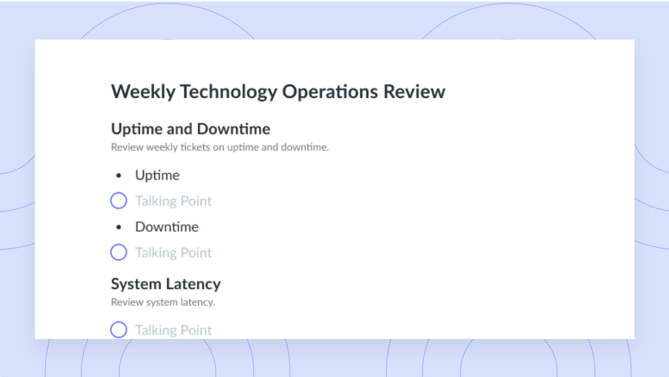 Weekly Technology Operations Review Template