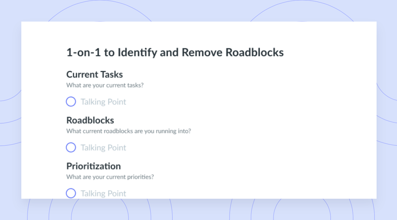 1-on-1 to Identify and Remove Roadblocks Template