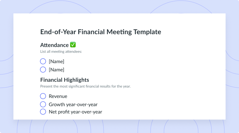 End-of-Year Financial Meeting Template