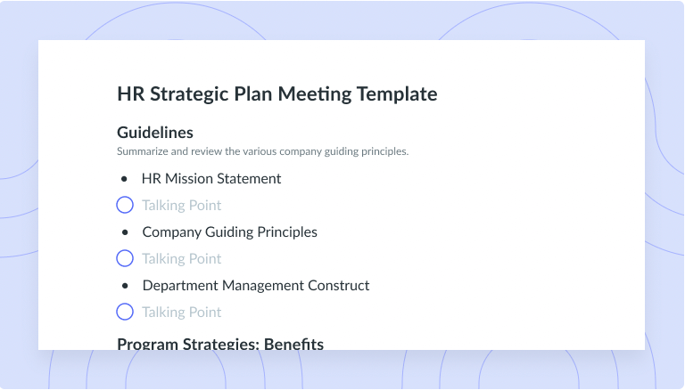 HR Strategic Plan Meeting Template
