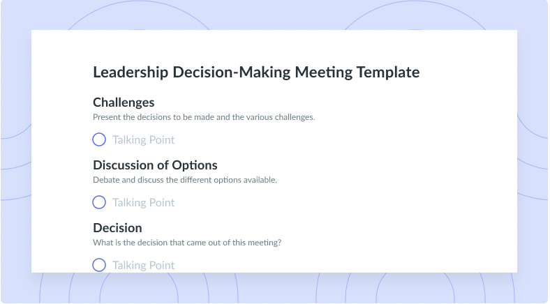 Leadership Decision-Making Meeting Template