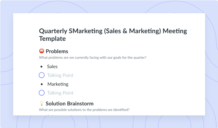 Quarterly SMarketing (Sales & Marketing) Meeting Template