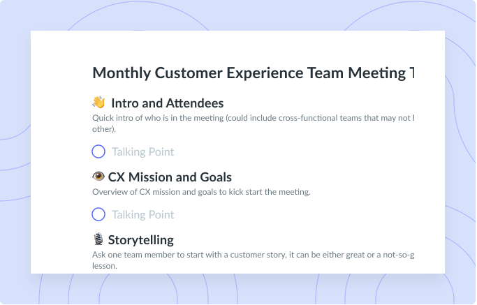 Monthly Customer Experience Team Meeting Template