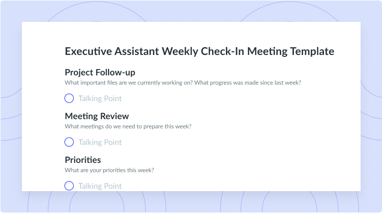 Executive Assistant Weekly Check-In Meeting Template