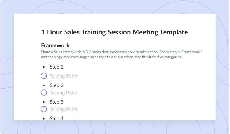 1 Hour Sales Training Session Meeting Template