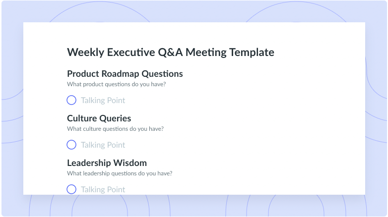 Weekly Executive Q&A Meeting Template