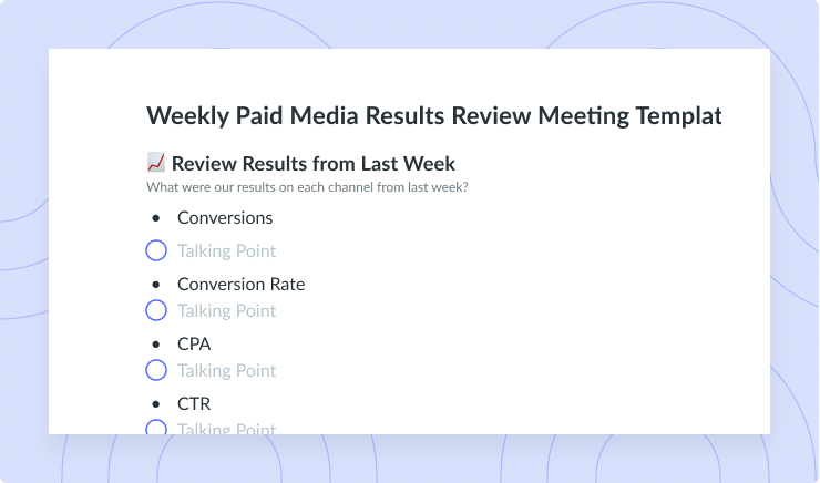 Weekly Paid Media Results Review Meeting Template
