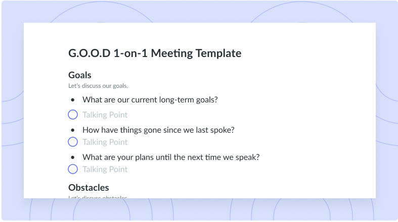 G.O.O.D 1-on-1 Meeting Template