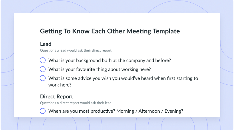 Getting To Know Each Other Meeting Template