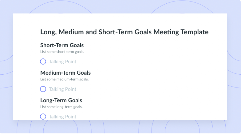 Long, Medium and Short-Term Goals Meeting Template