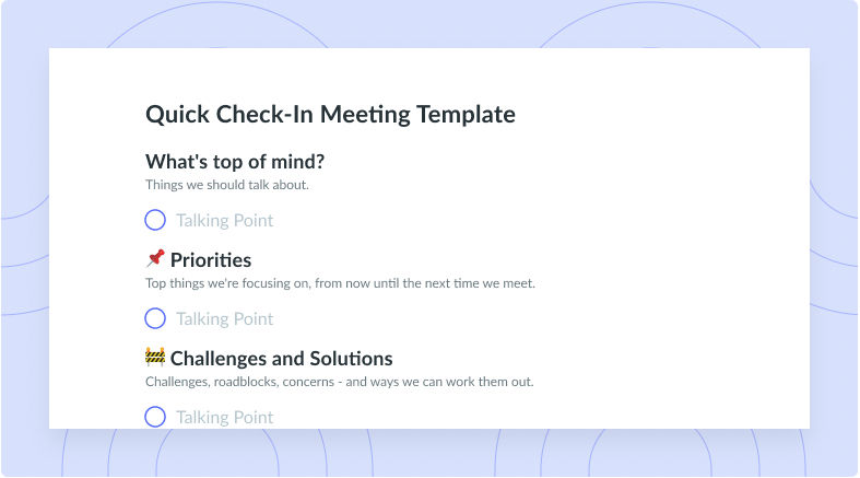 Quick Check-In Meeting Template