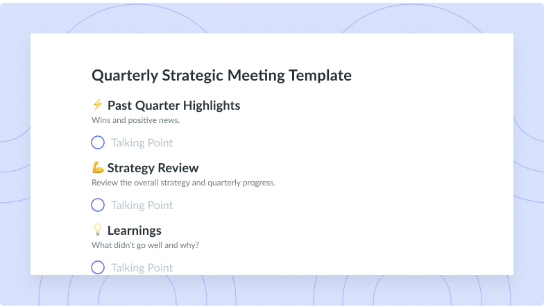 Quarterly Strategic Meeting Template