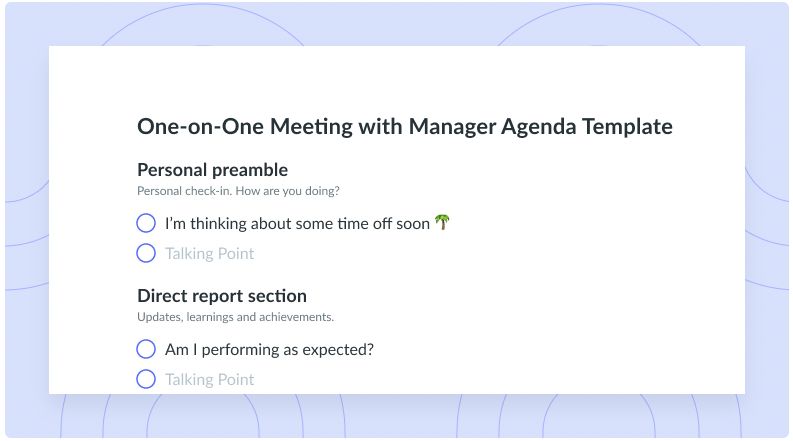 zwart bereik Fonetiek 1-on-1s With Your Manager: The Agenda Template To Boost Your Career