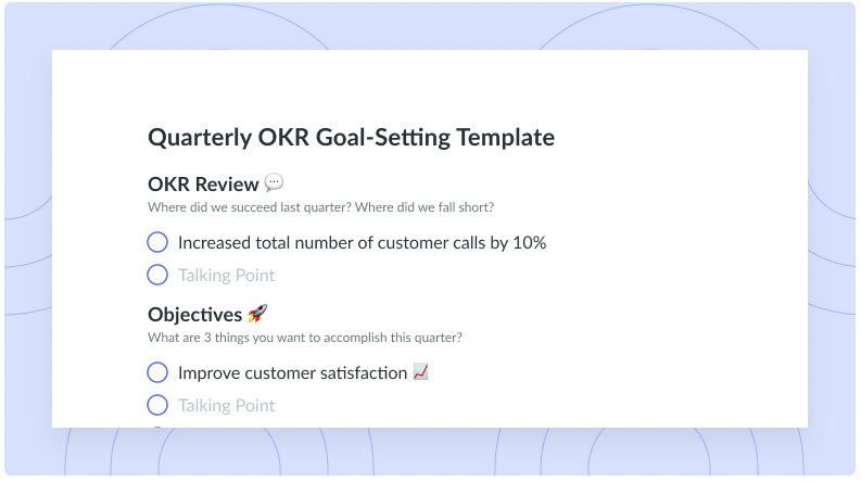 Quarterly OKR Goal-Setting Template