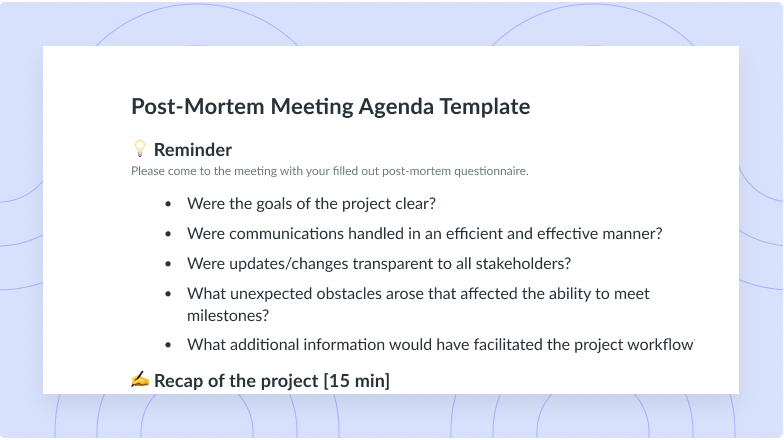 Post-Mortem Meeting Agenda Template