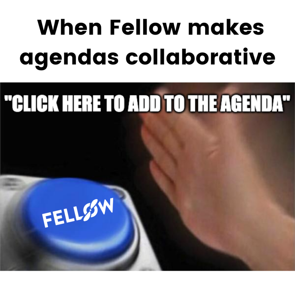 blue botton meeting agenda meme