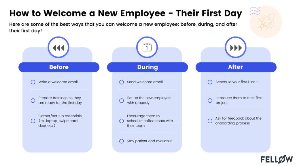 A user friendly checklist  for managers welcoming a new employee