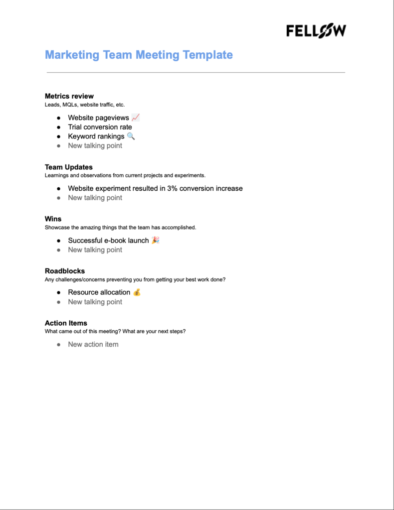 8 Free Google Docs Meeting Agenda Templates Fellow App