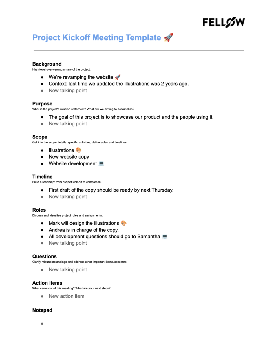 google doc agenda templates