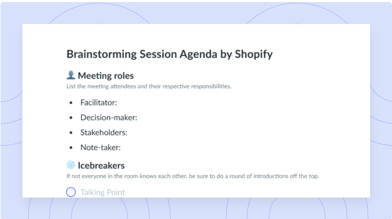 Brainstorming Session Agenda by Shopify