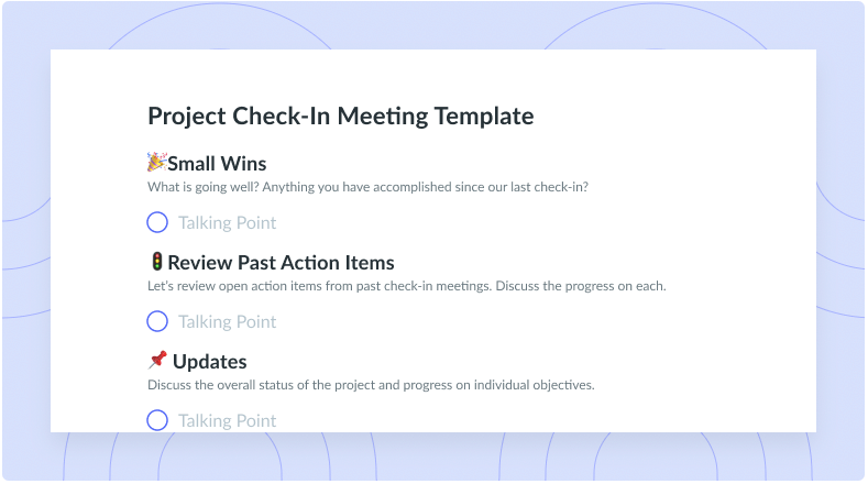 Project Check-In Meeting Template