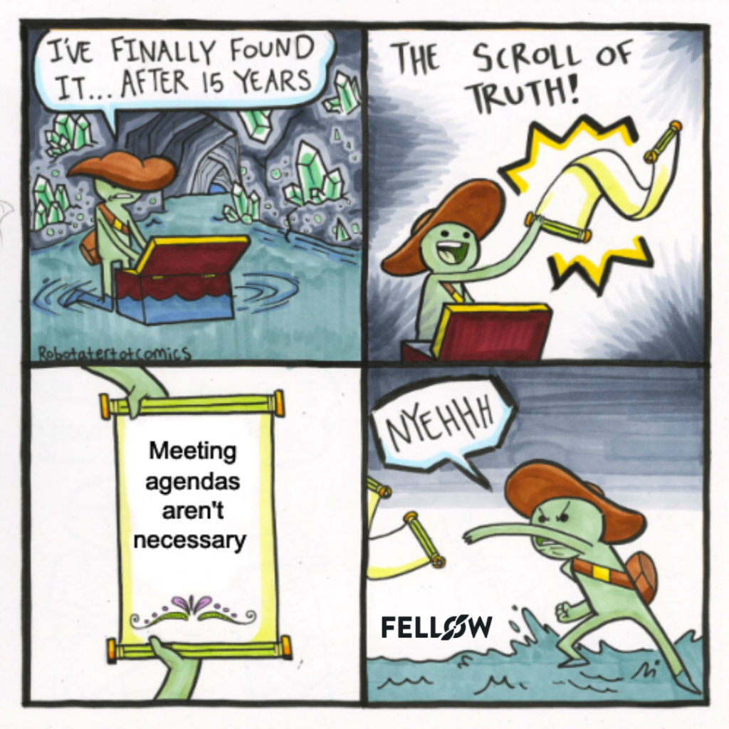 4 scene scroll meeting agenda meme