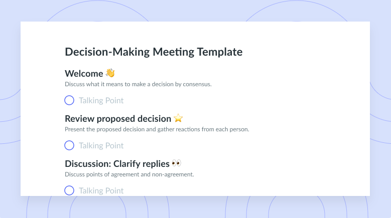 Decision-Making Meeting Agenda Template