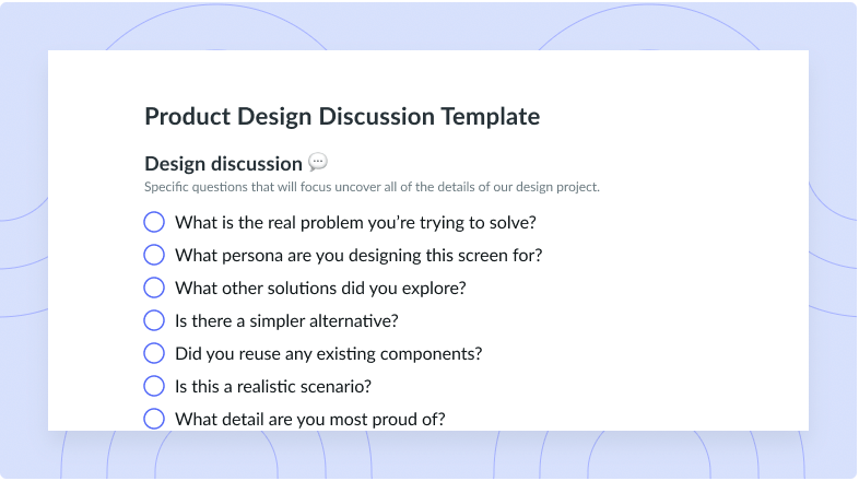 Product Design Discussion Template