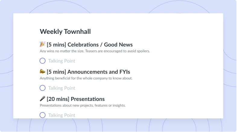 Weekly Town Hall Meeting Template