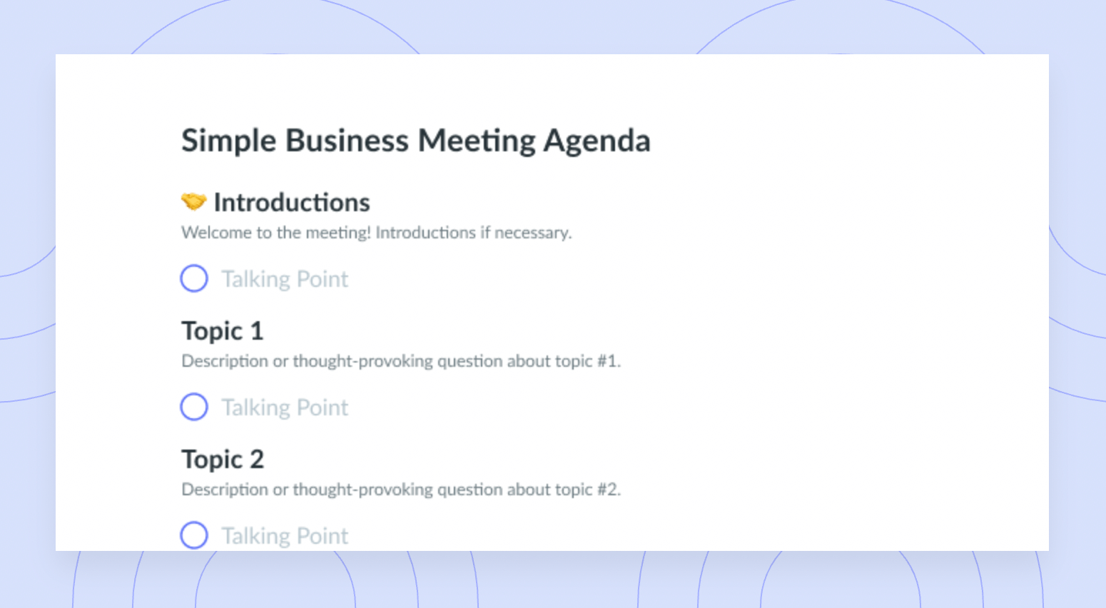 Simple Business Meeting Agenda