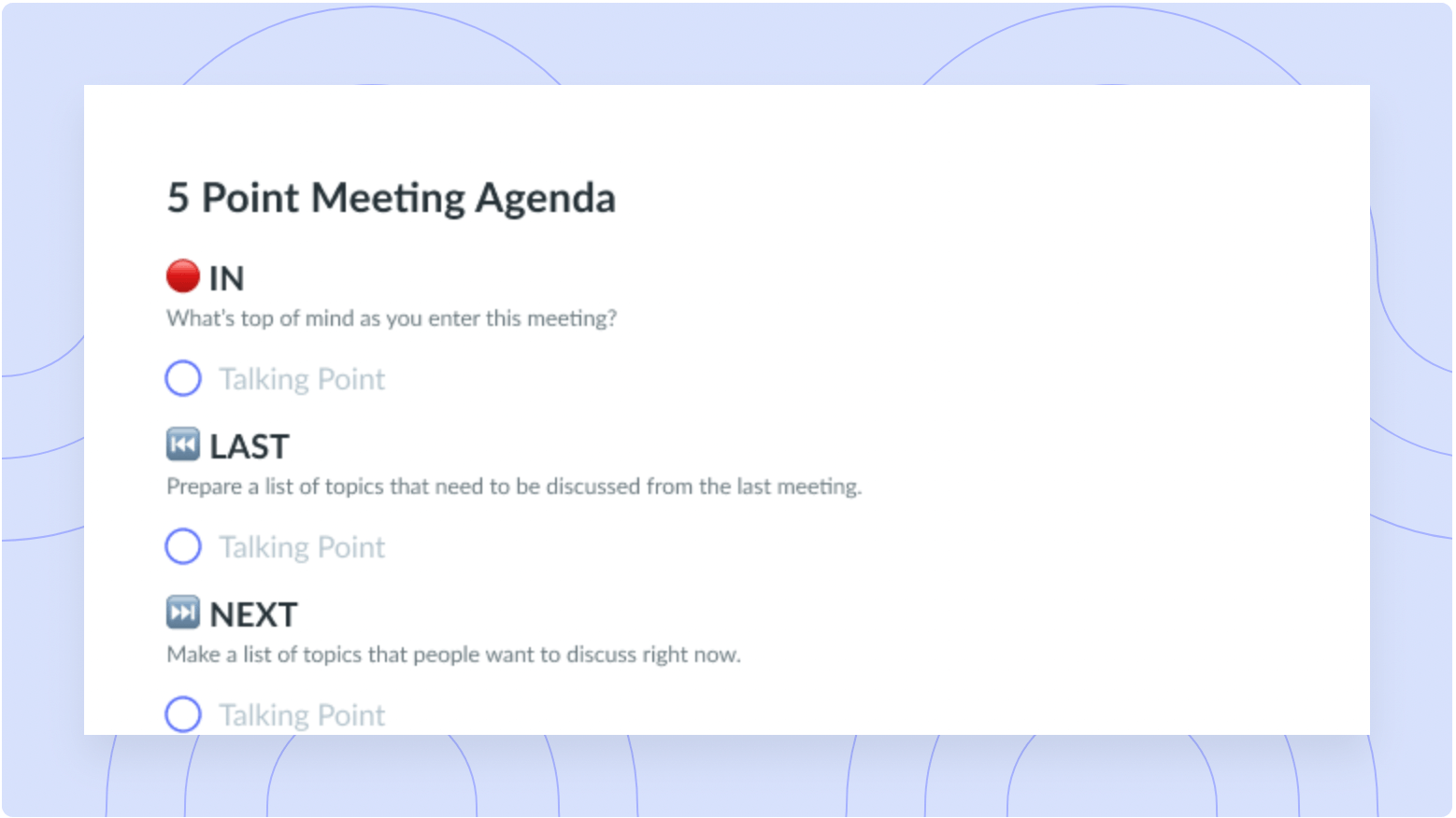 5-Point Meeting Agenda Template