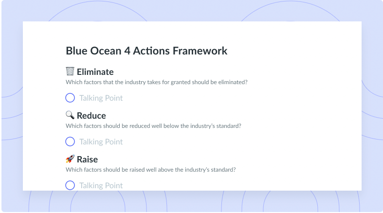 Blue Ocean 4 Actions Framework Template