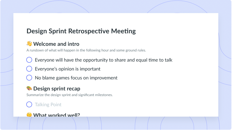 Design Sprint Retrospective Template