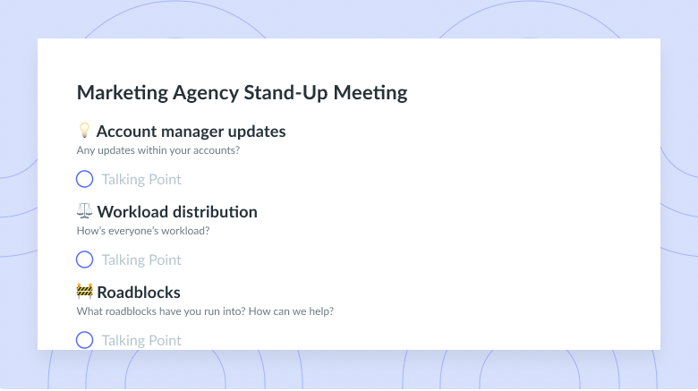 Marketing Agency Stand-Up Meeting Template