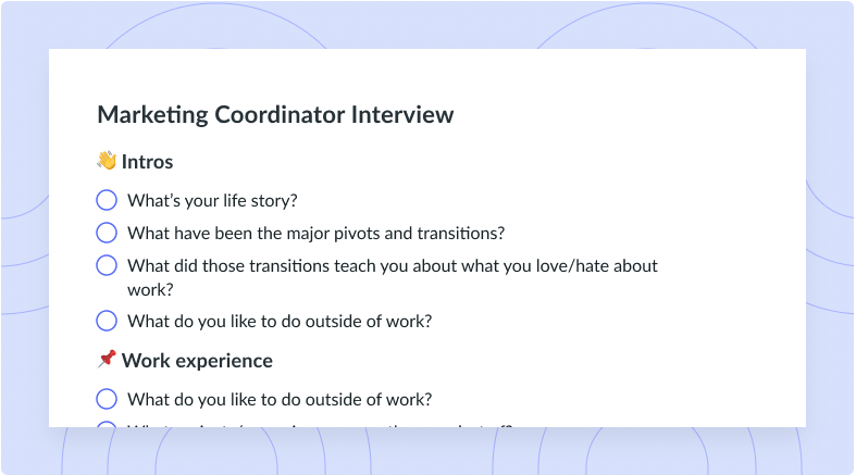 Marketing Coordinator Interview Template