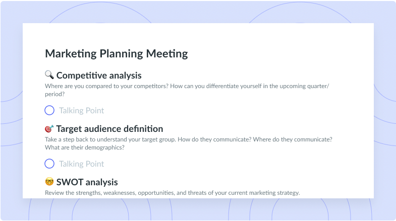 Marketing Planning Meeting Template