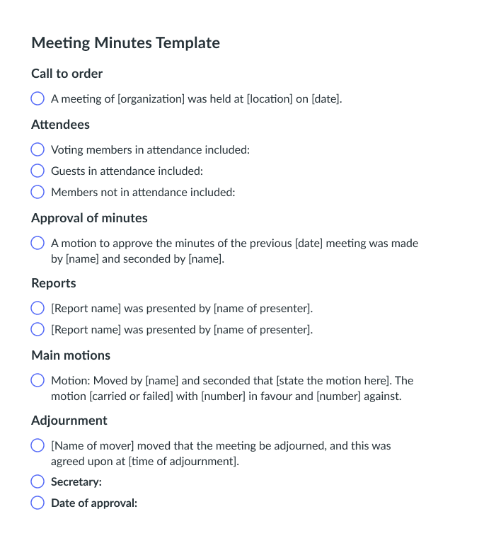 best way to write minutes of meeting