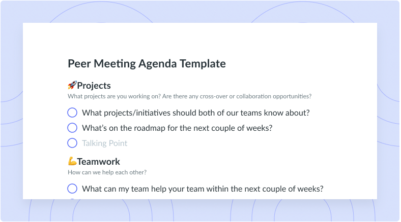 Peer Meeting Agenda Template