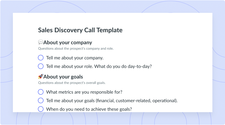Sales Discovery Call Template