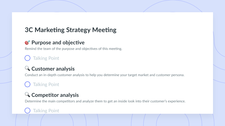 3C Marketing Strategy Meeting Template