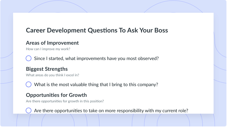 Career Development Questions To Ask Your Boss