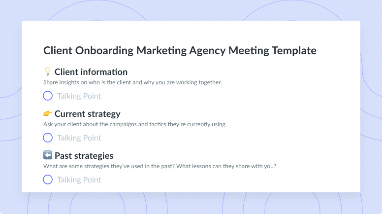 Client Onboarding Marketing Agency Meeting Template