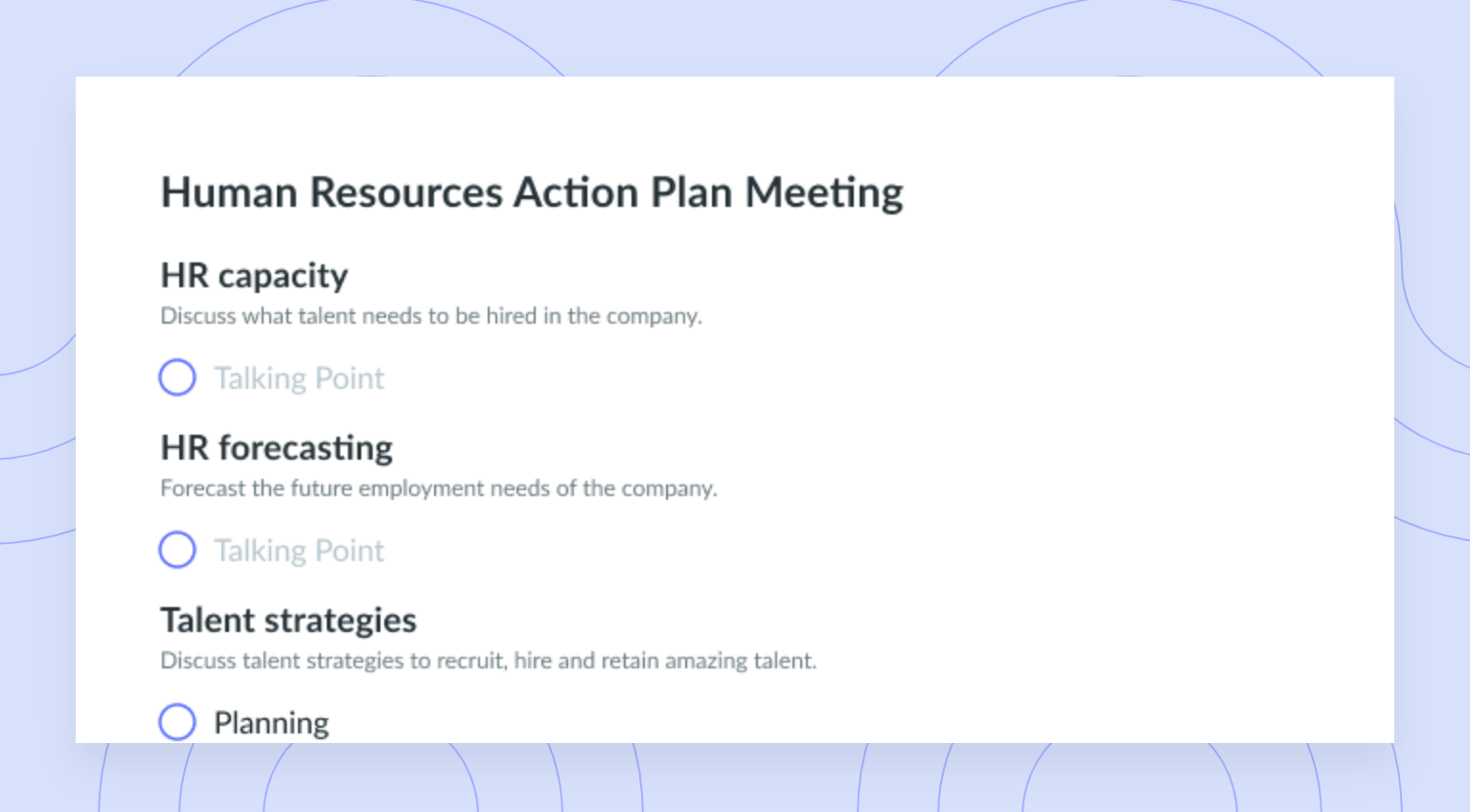 Human Resources Action Plan Meeting Template