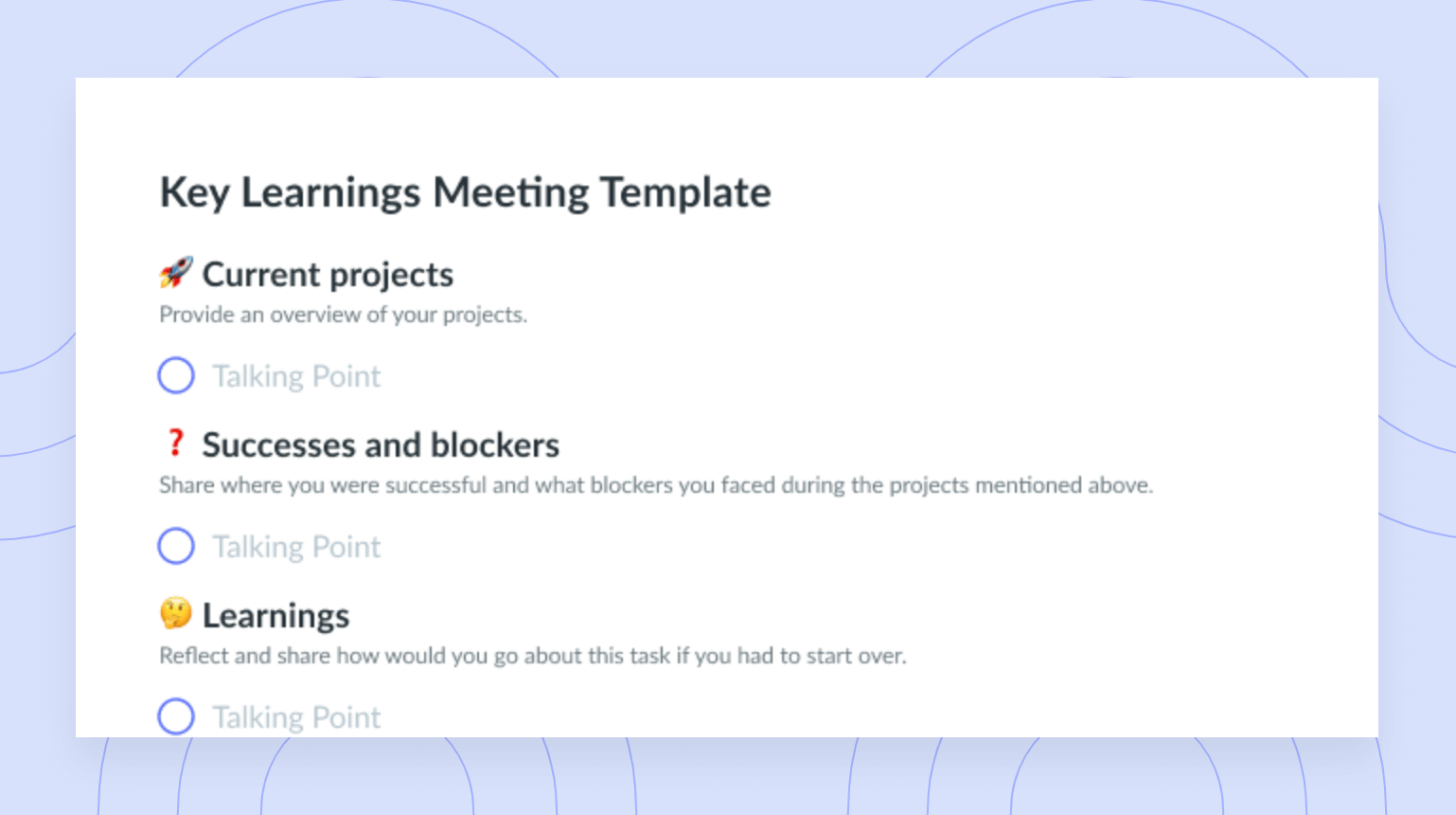 Key Learnings Meeting Template