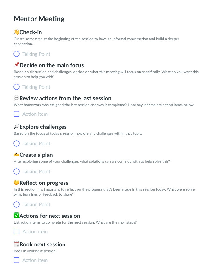 Mentor Meeting Template Fellow.app